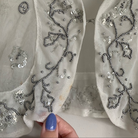 Suite 17 White Beaded Short Sleeve Bolero Cardigan Small - Picture 2 of 3